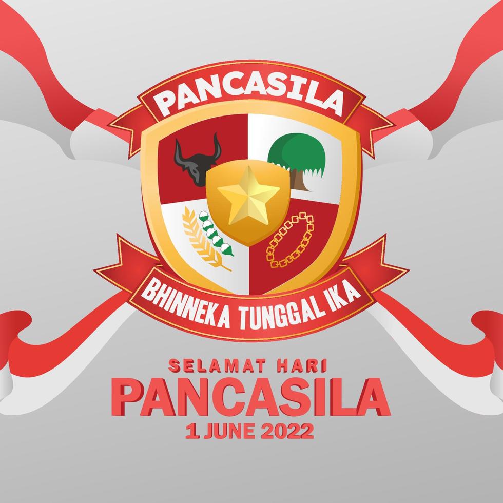 Selamat hari pancasila means happy pancasila day the symbol of the republic of indonesia vector