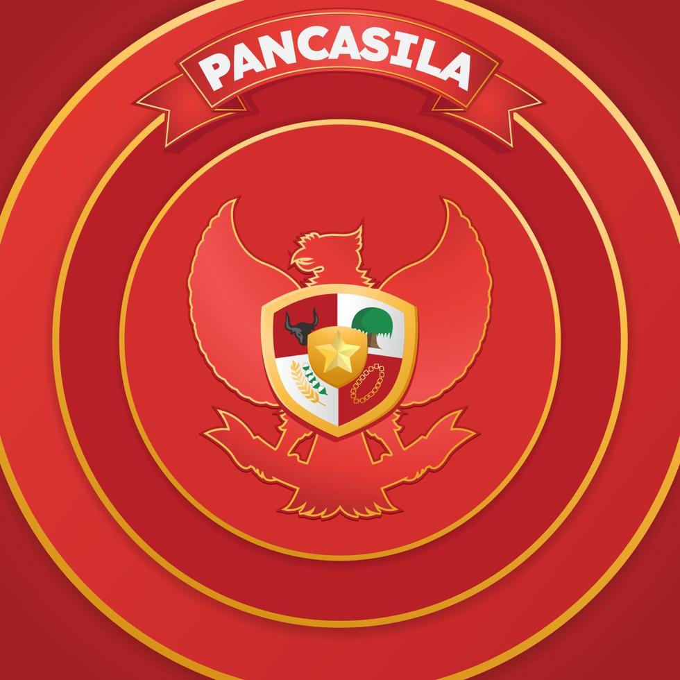 Selamat hari pancasila means happy pancasila day the symbol of the republic of indonesia vector