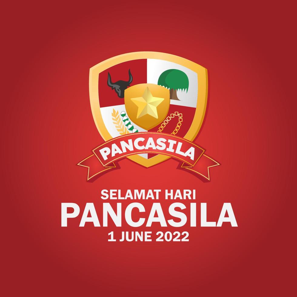 Selamat hari pancasila means happy pancasila day the symbol of the republic of indonesia vector