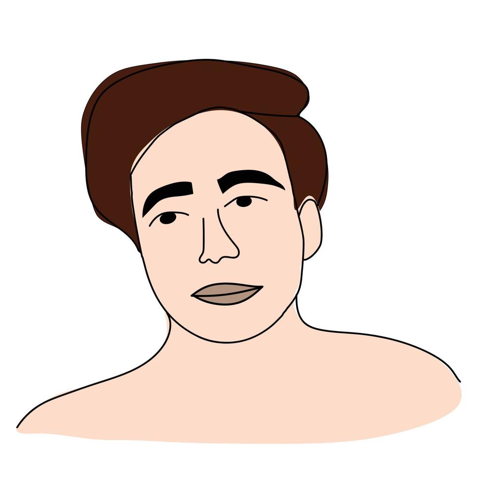 Doodle illustration of a guy with dark hair vector