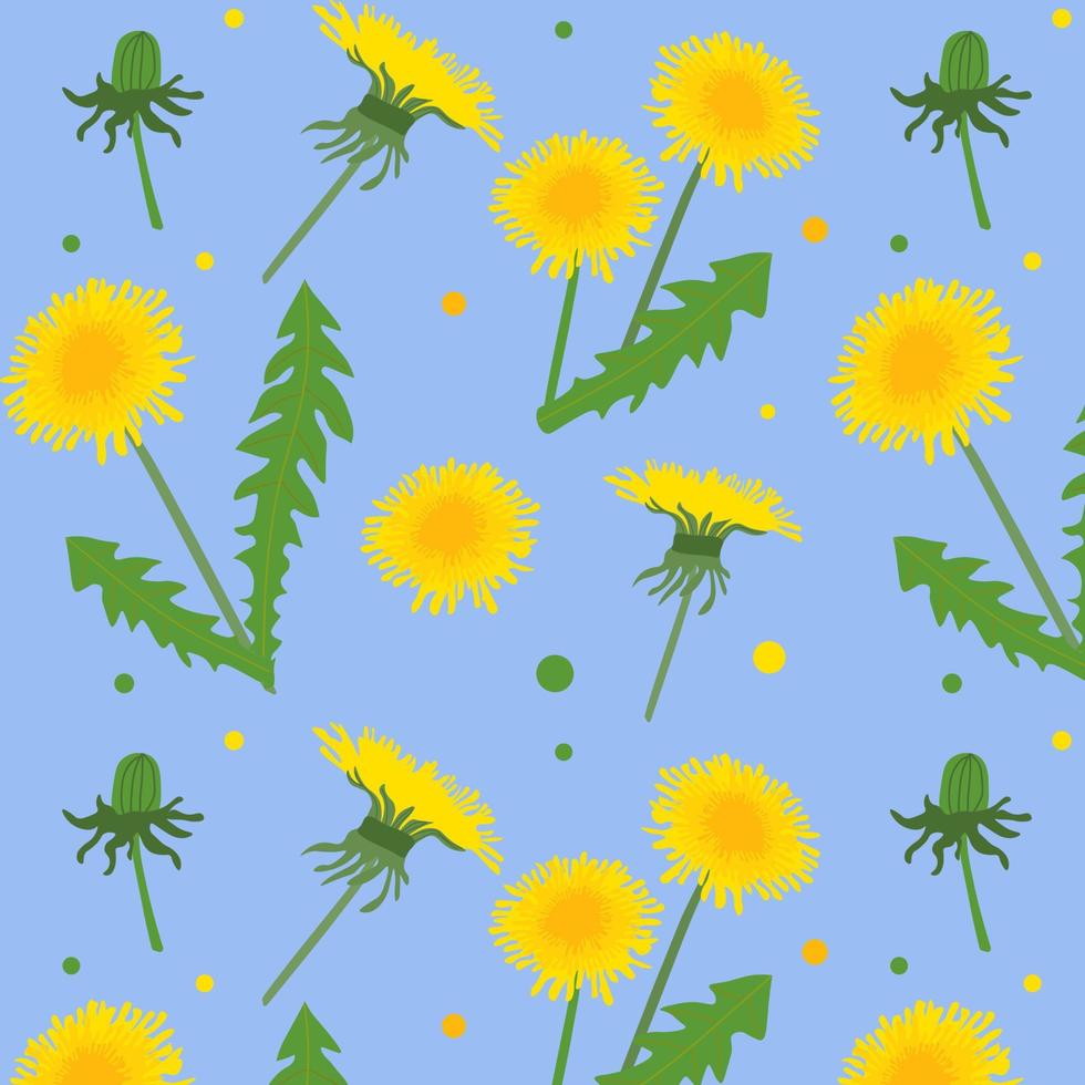 seamless floral pattern.Blue Background with dandelions vector