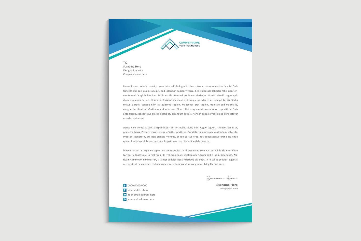 Modern creative  gradient colour abstract corporate business letterhead design template vector
