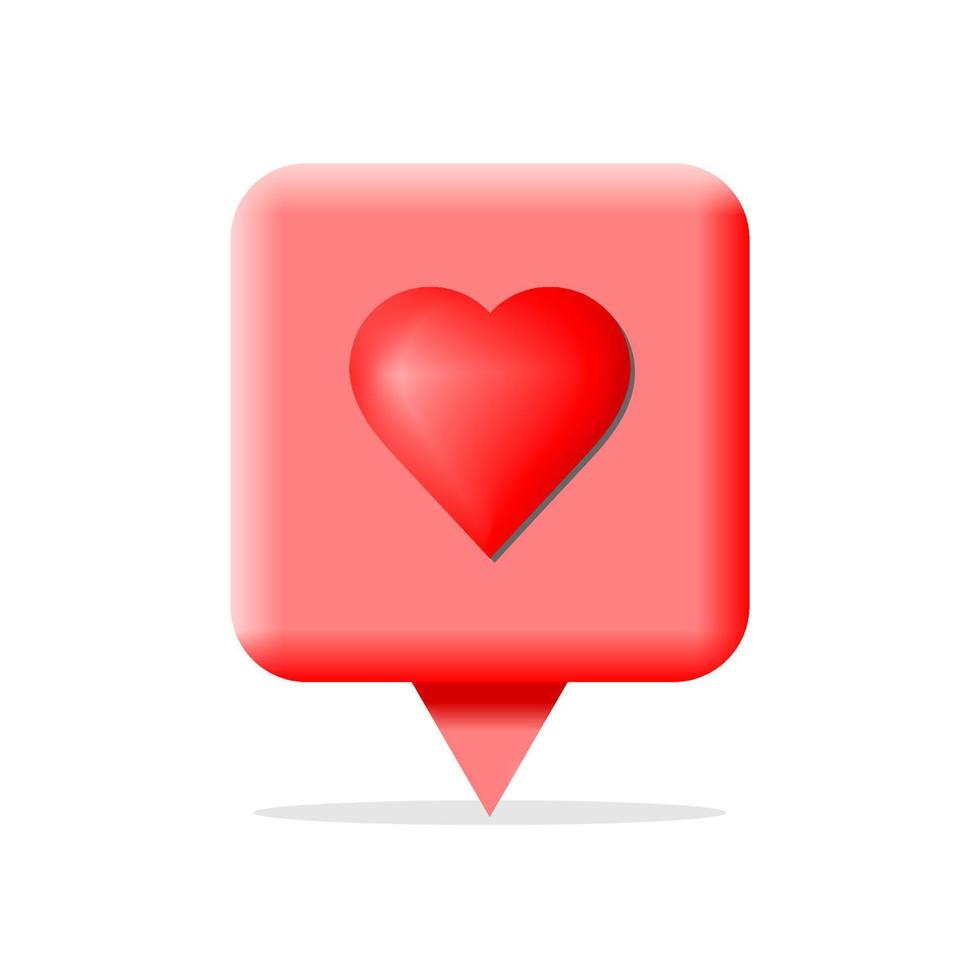 3d bubbles and red love icon vector