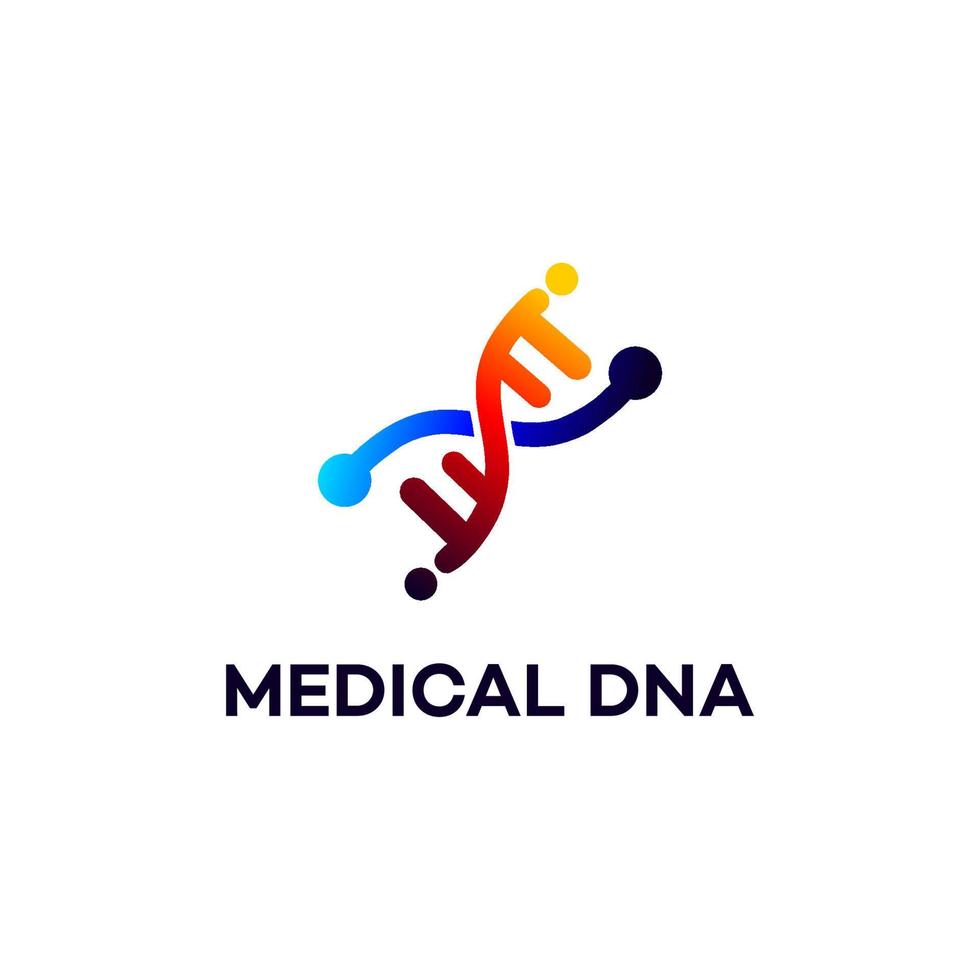 gráfico vectorial de ilustración del logotipo e icono de ADN genético bueno para la ciencia, la investigación, la tecnología, el icono de la biología vector