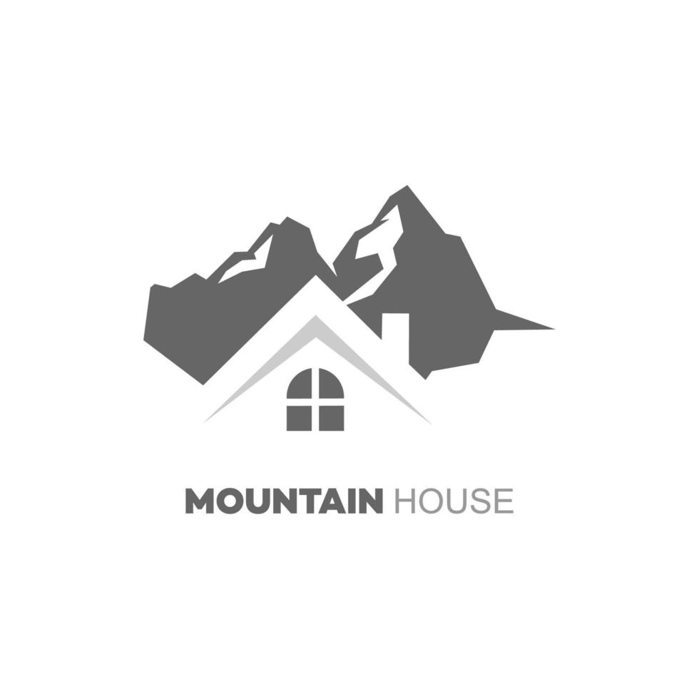 casa en zona de montaña. plantilla de logotipo vectorial. vector