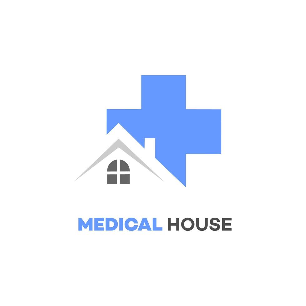Vector illustration of a cross. Medical symbol. Clinic house for the health care. Nursing home.