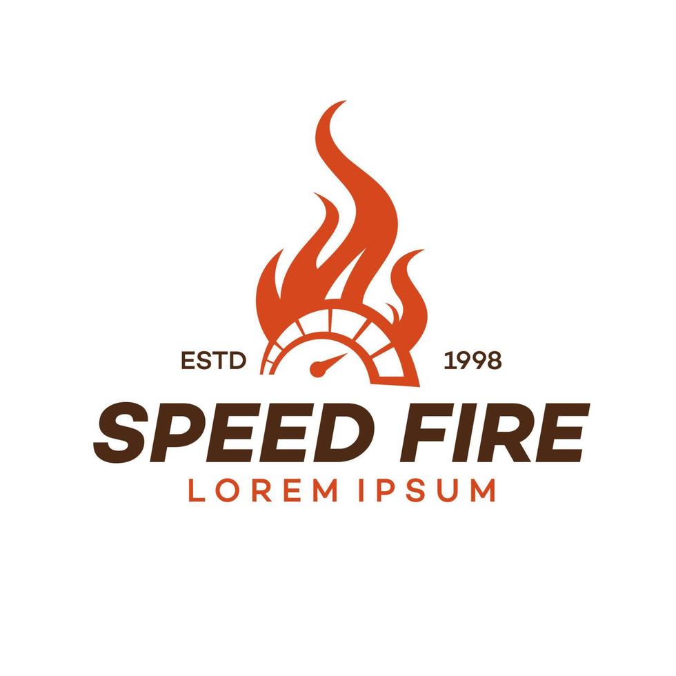 vector de diseño de logotipo de fuego de velocidad. plantilla de diseño de logotipo de velocímetro rápido. símbolo de icono