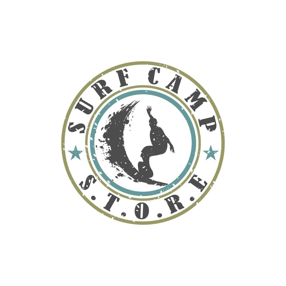 logotipo de la etiqueta de la empresa de surf hecho en un diseño vintage moderno. estampado de camiseta. emblema de tablas de surf. ilustración vectorial vector