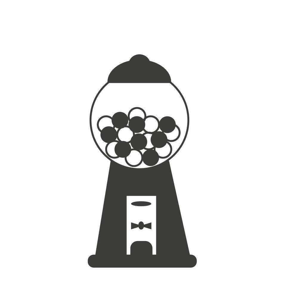 Silhouette flat gumboil machine with candy. Toy for kids with bubblegum. Vector illustration