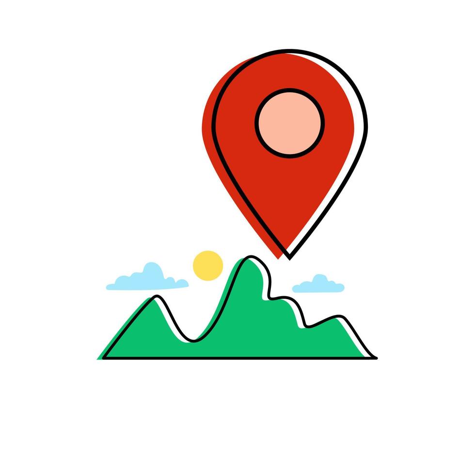 icono de viaje. ubicación de la montaña. ilustración de mapa vectorial vector