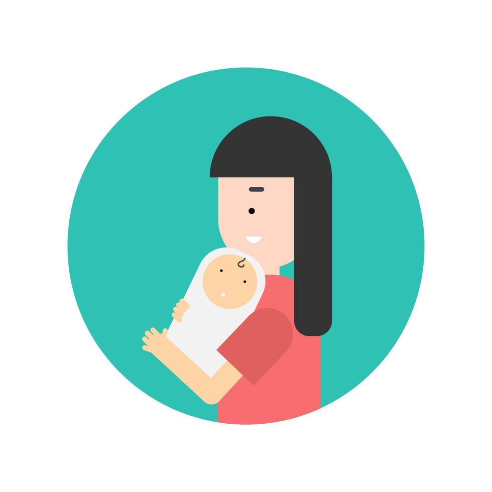 Mom holding baby. Mother day icon vector