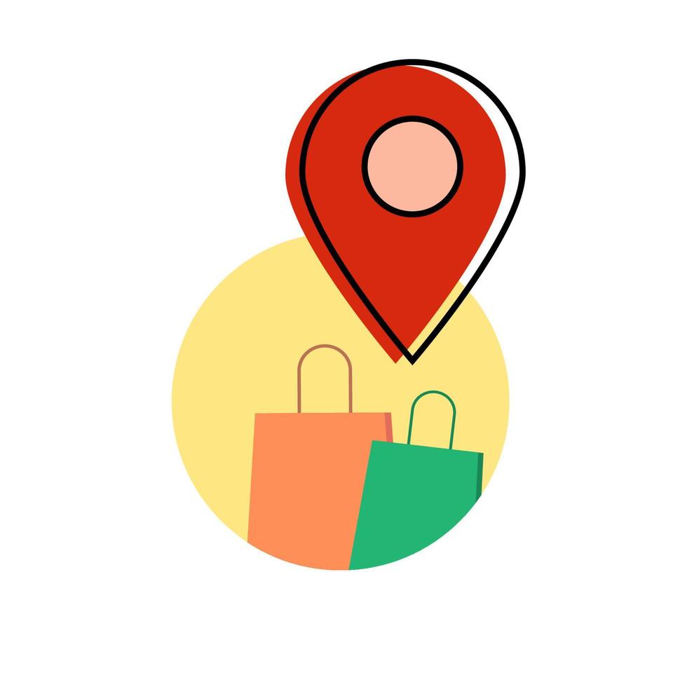 ubicación del pin de compras. icono de compras. ilustración vectorial vector