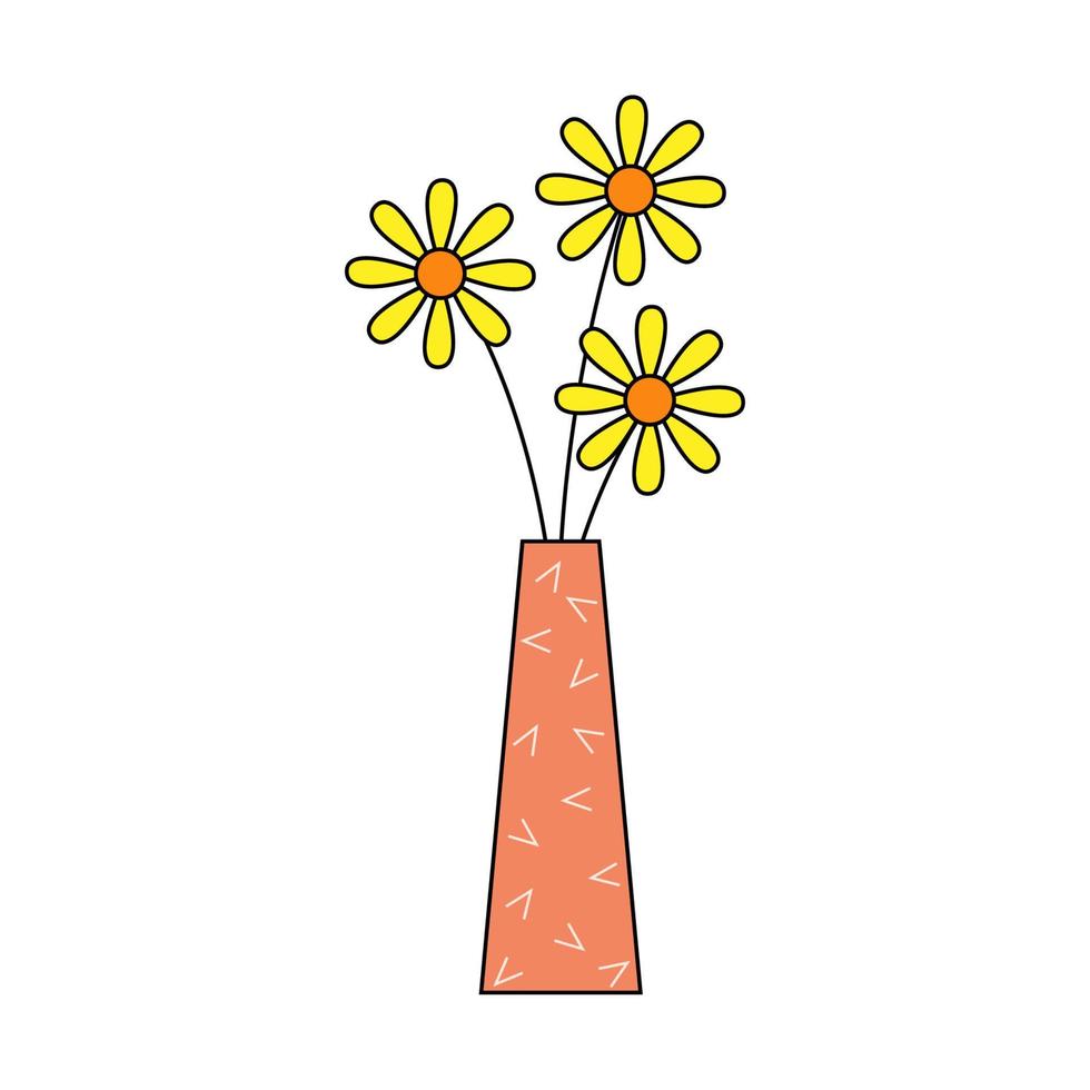 ilustración vectorial de flores en florero. vector