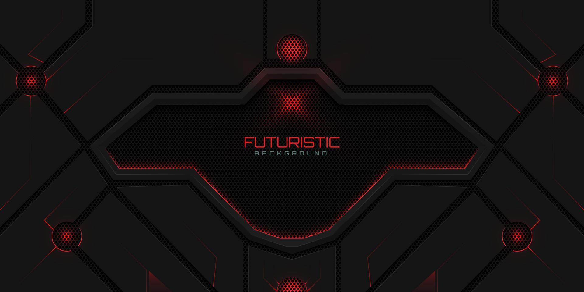 Geometric shape futuristic technology red black abstract background vector