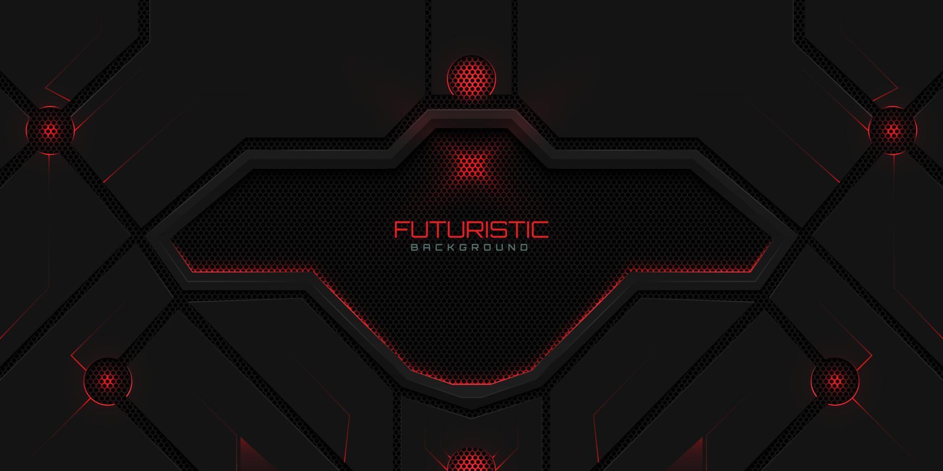 Geometric shape futuristic technology red black abstract background vector