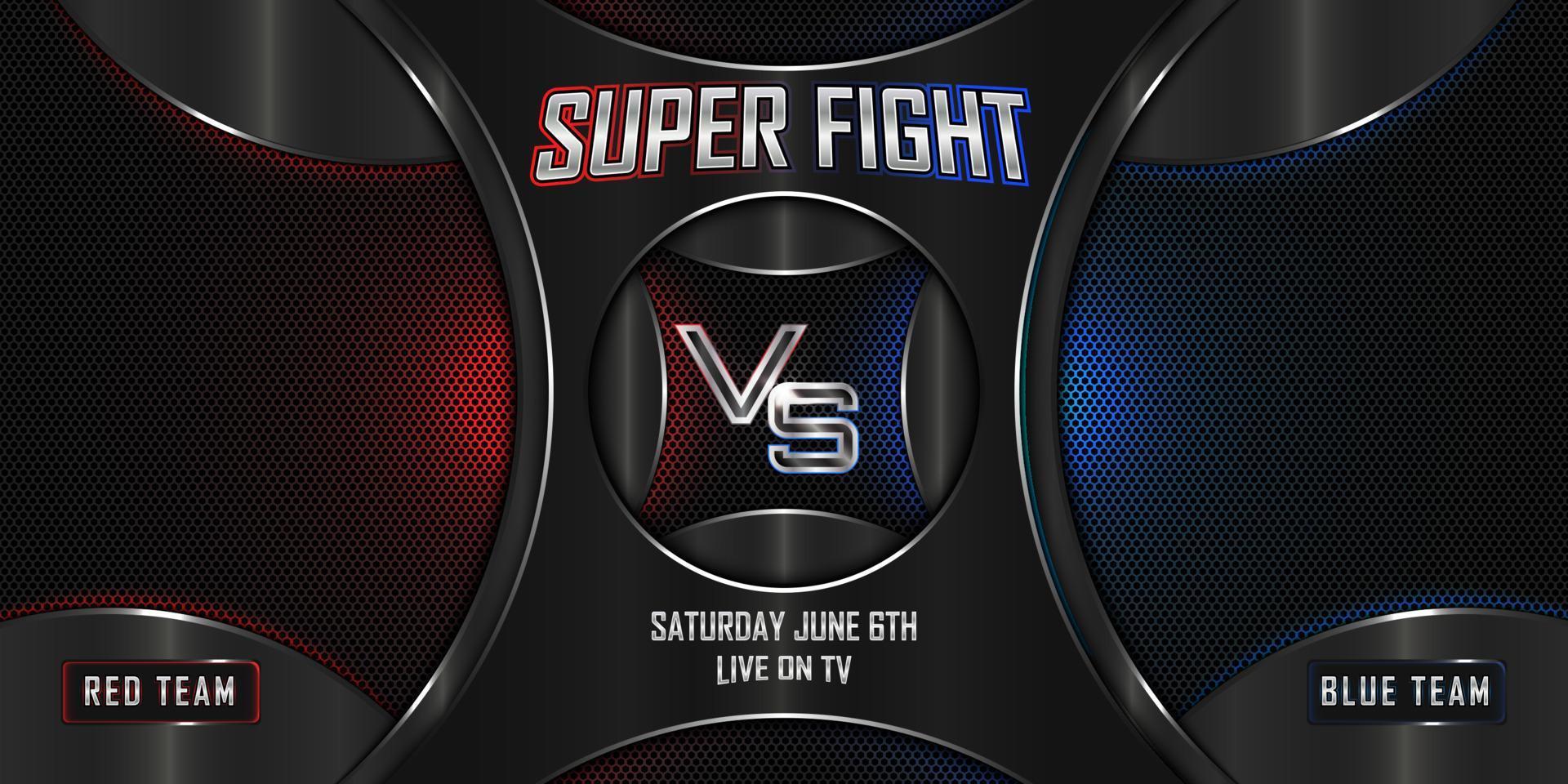 Versus battle super fight realistic 3d screen banner with modern metallic logo vector