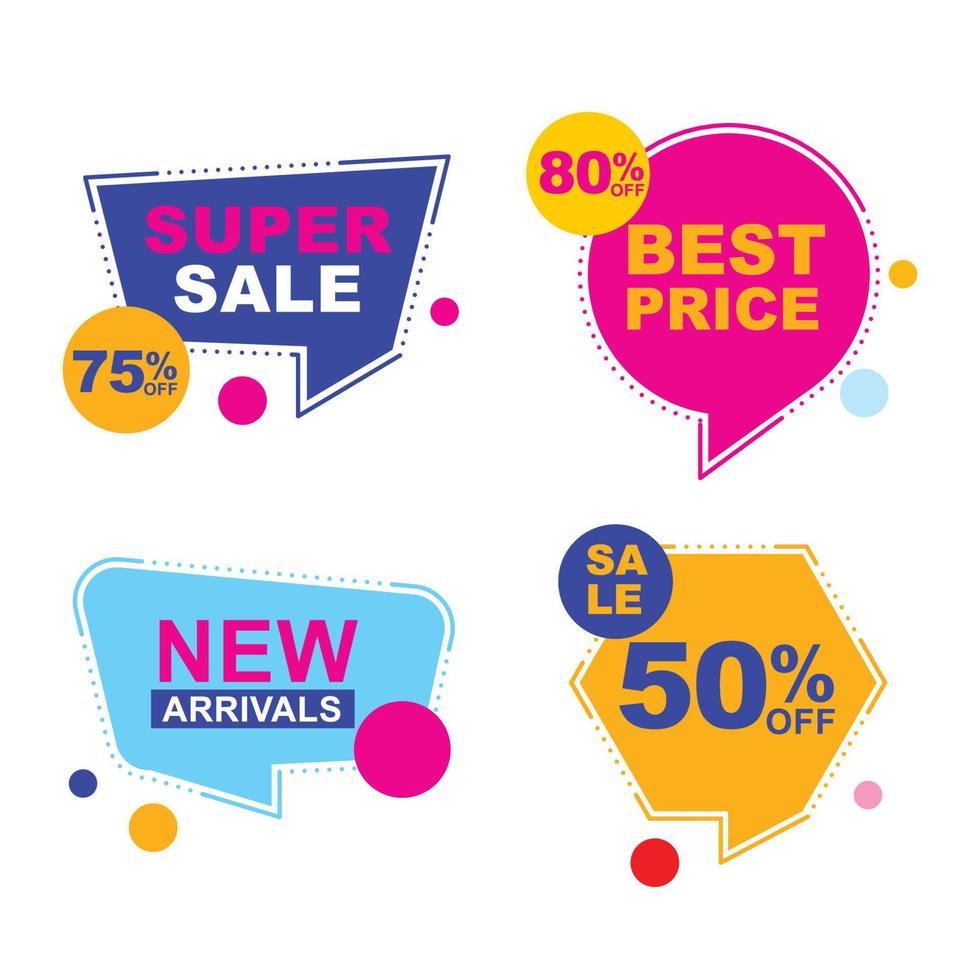 Colorful set for sale tag vector