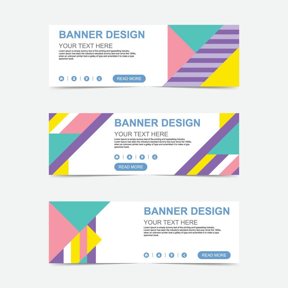 Colorful geometric shapes banner and template vector