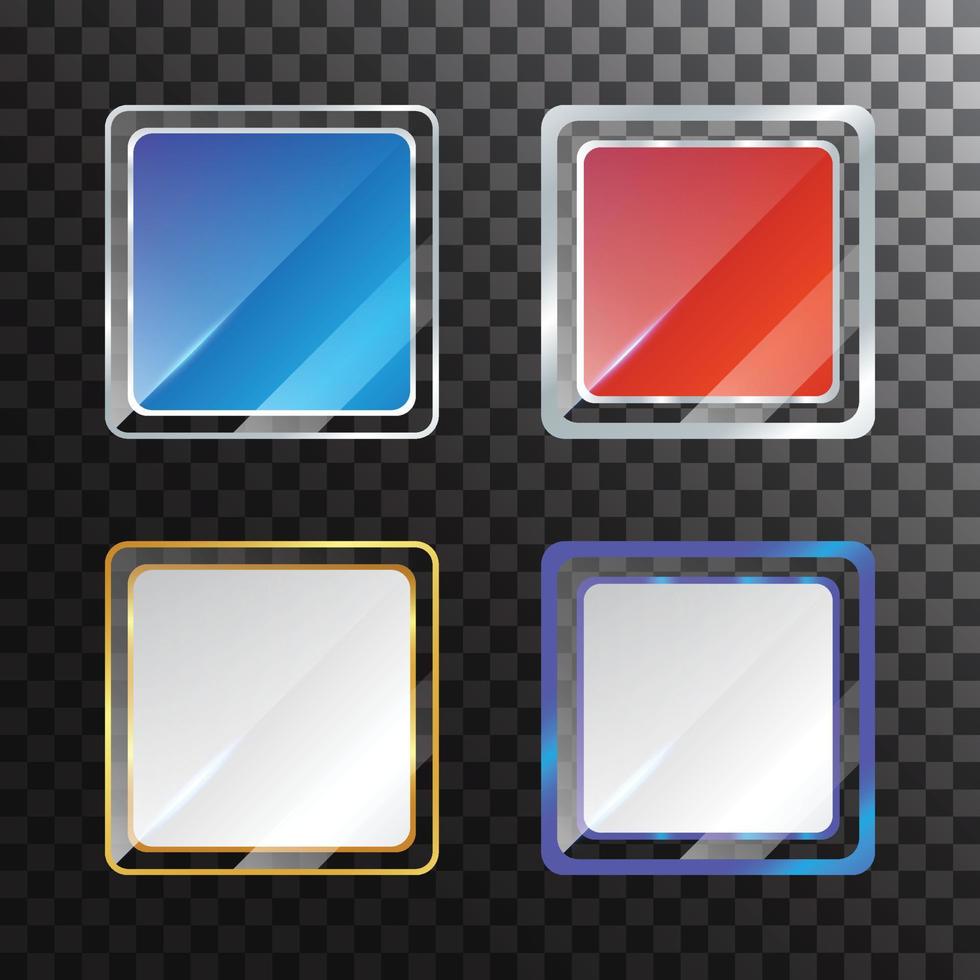 Template glossy square gradient label and button vector