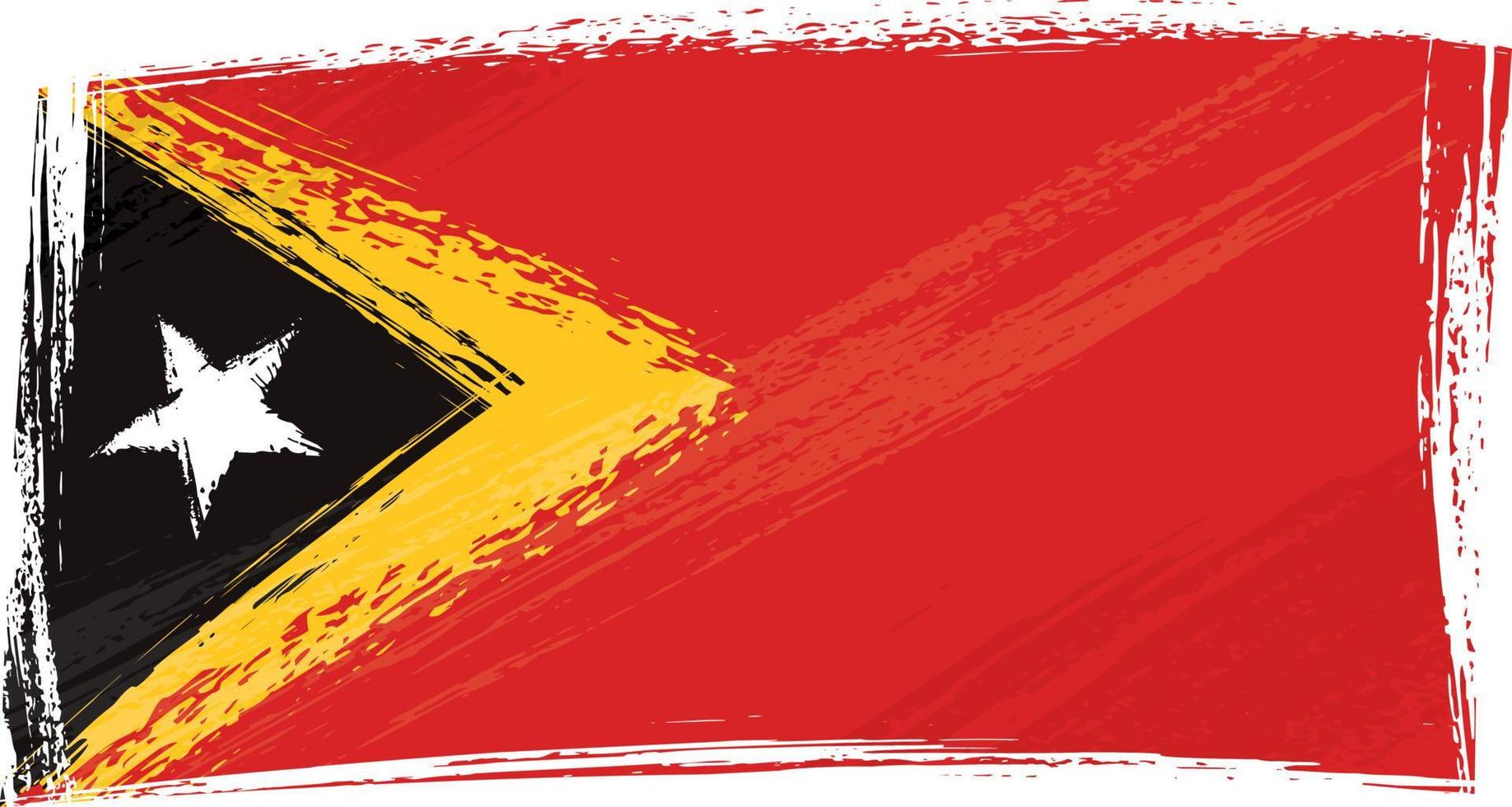 bandera nacional de timor oriental creada en estilo grunge vector