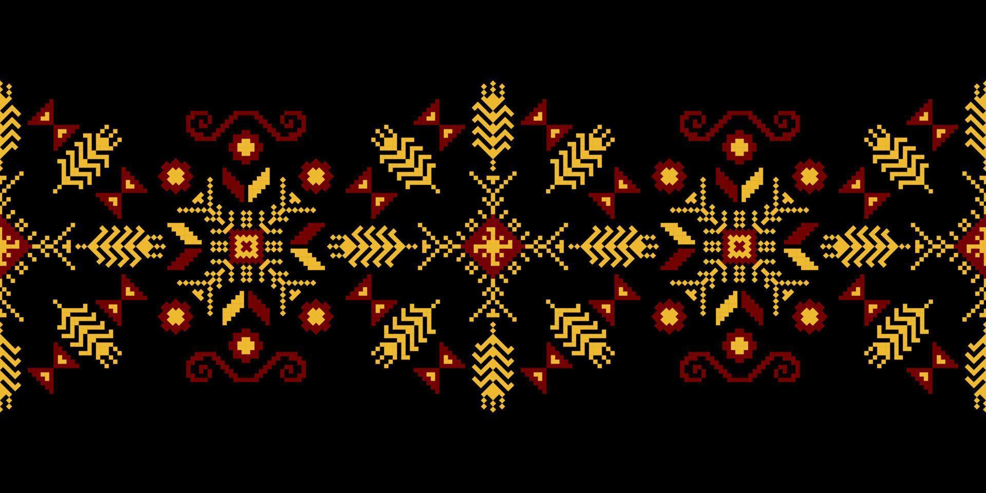 Seamless inspired embroidery pattern, Vector horizontal seam fabric ornamentals design for fashion clothes, fabric, textile, decoration background.