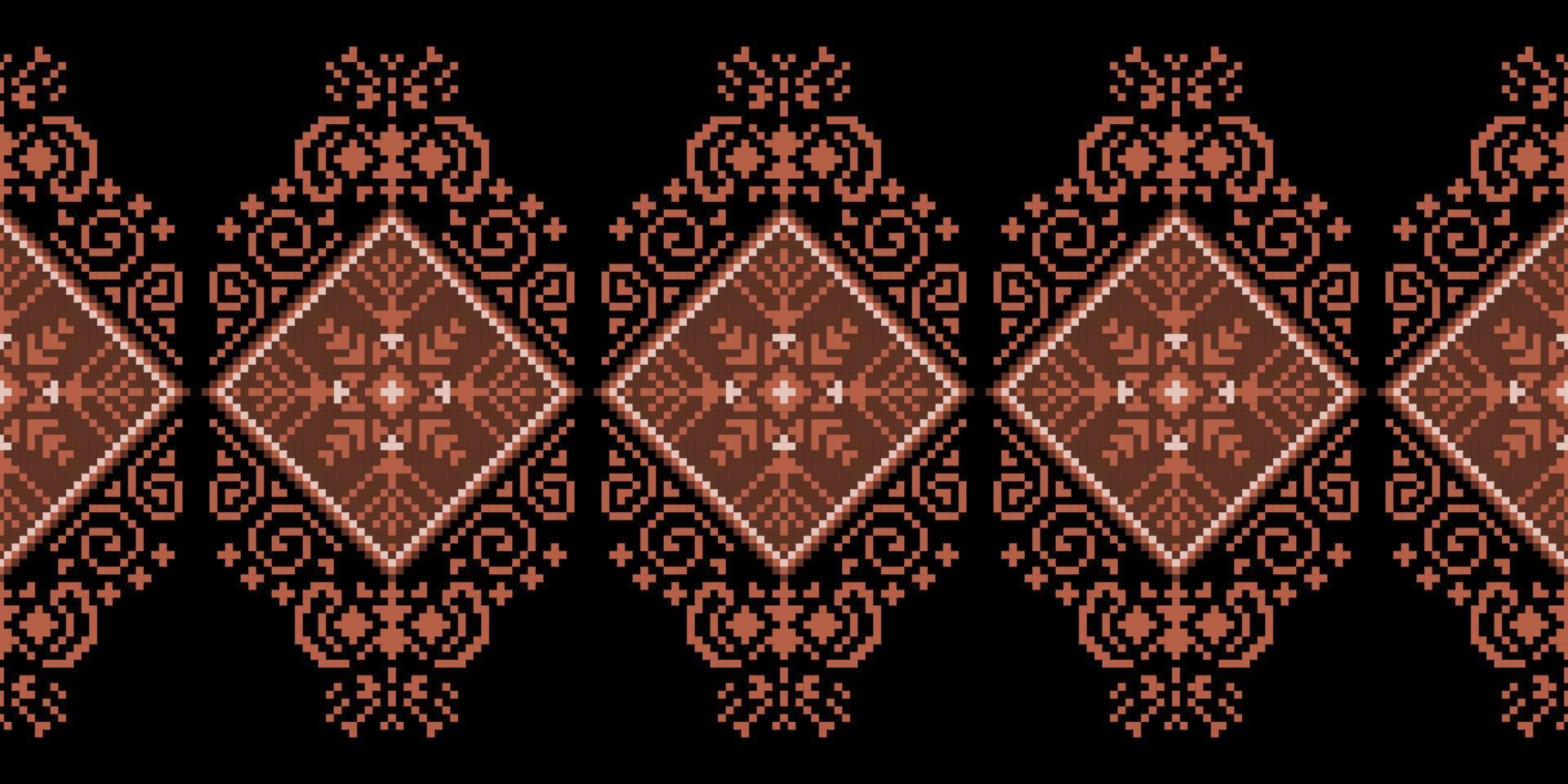 Seamless inspired embroidery pattern, Vector horizontal seam fabric ornamentals design for fashion clothes, fabric, textile, decoration background.