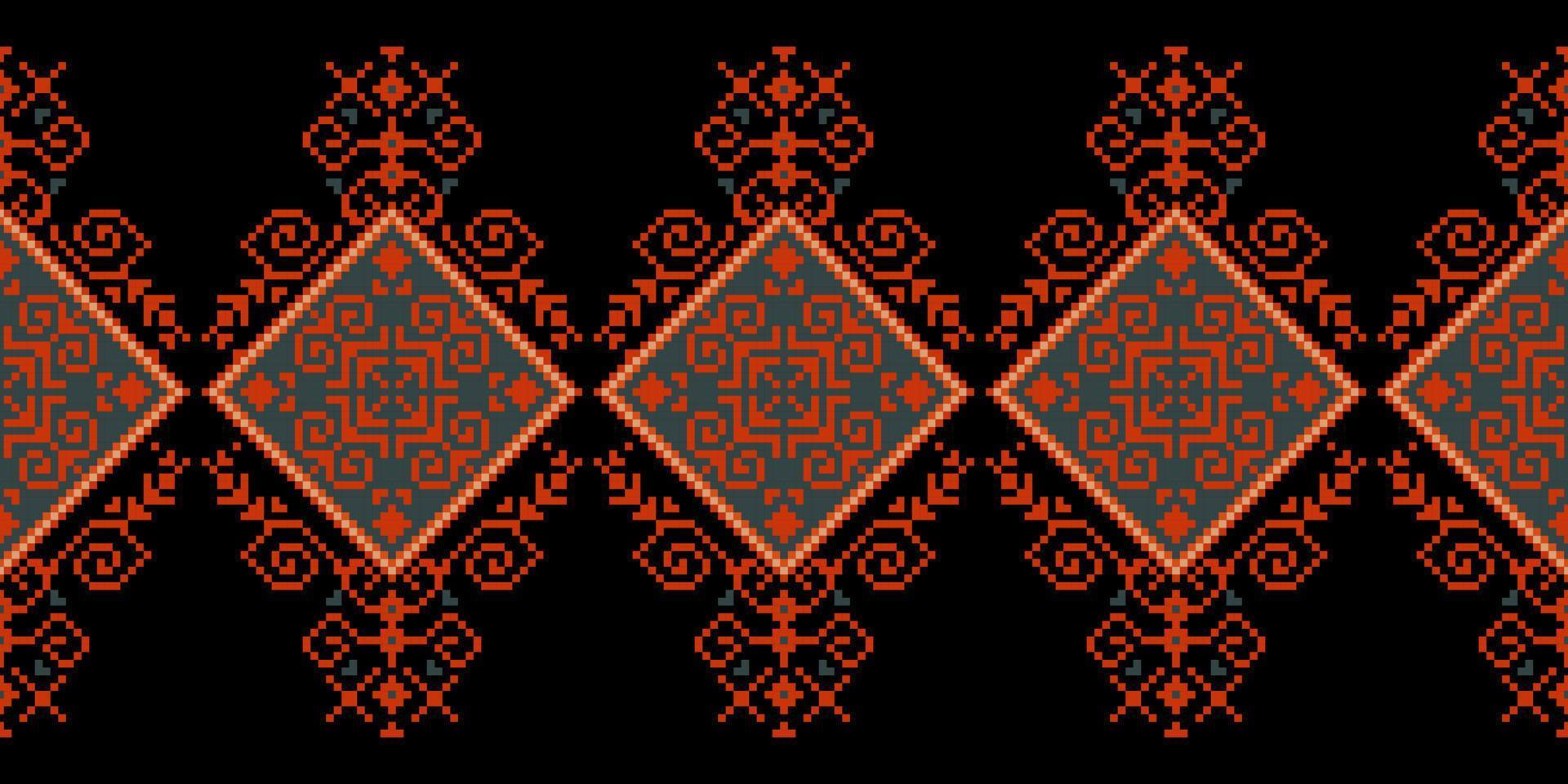 Seamless inspired embroidery pattern, Vector horizontal seam fabric ornamentals design for fashion clothes, fabric, textile, decoration background.