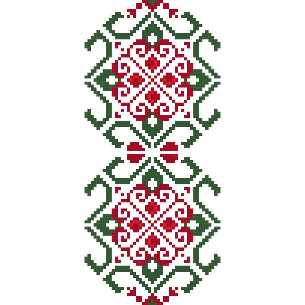Seamless ethnic shape pattern, Vector pixel square design for fashion clothes, textile, embroidery, decoration background.