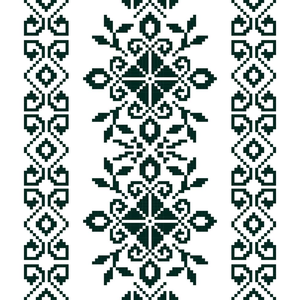 Seamless ethnic shape pattern, Vector pixel square design for fashion clothes, textile, embroidery, decoration background.