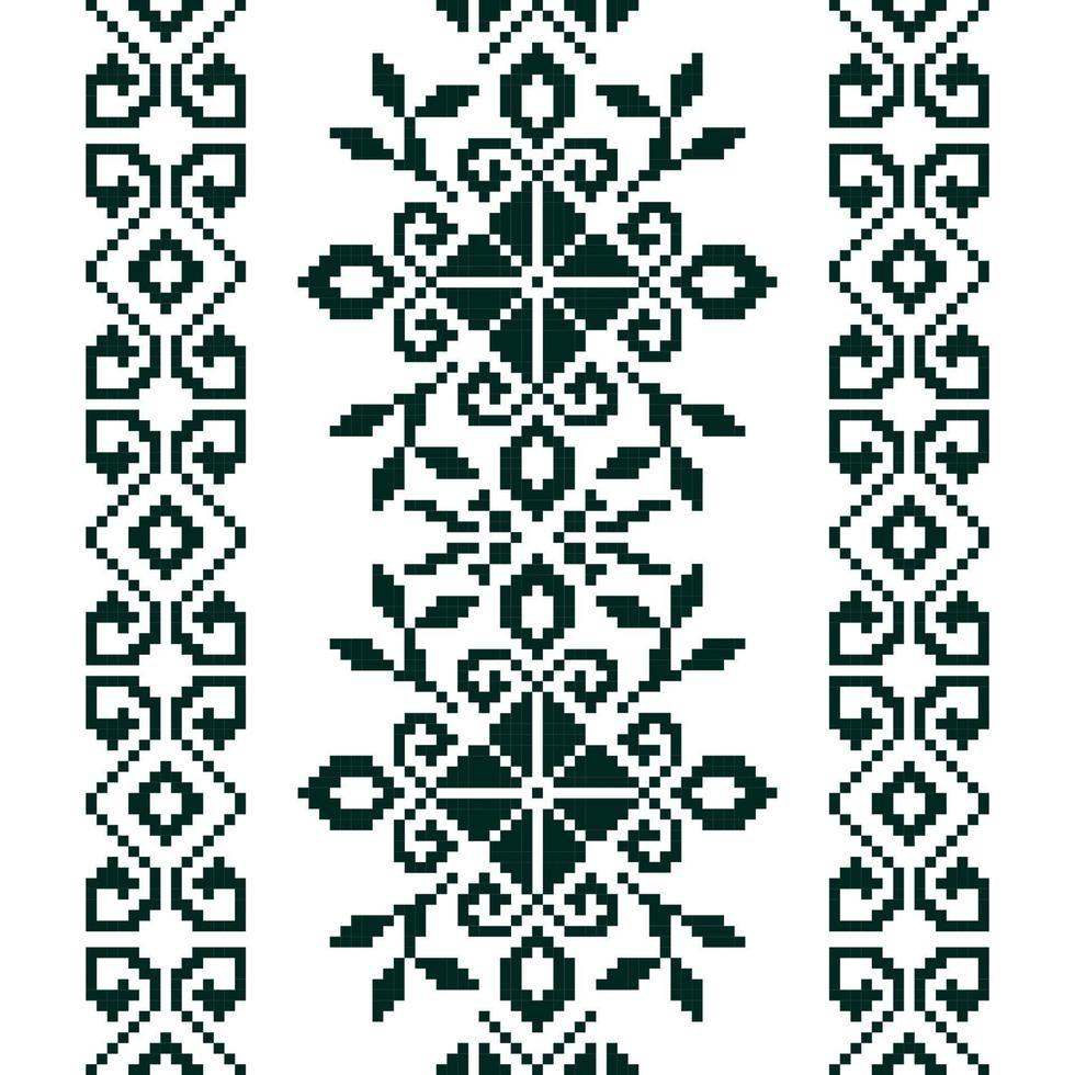 patrón de forma étnica sin fisuras, diseño cuadrado de píxeles vectoriales para ropa de moda, textil, bordado, fondo de decoración. vector