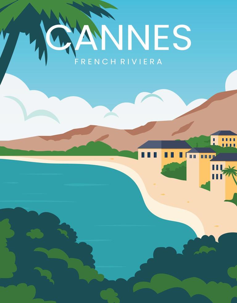 ilustración vectorial de fondo de la riviera francesa de cannes para póster, postal, impresión, tarjeta de felicitación. vector