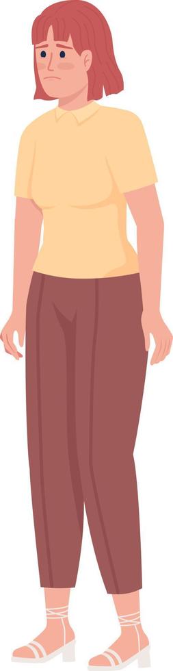 Upset woman semi flat color vector character
