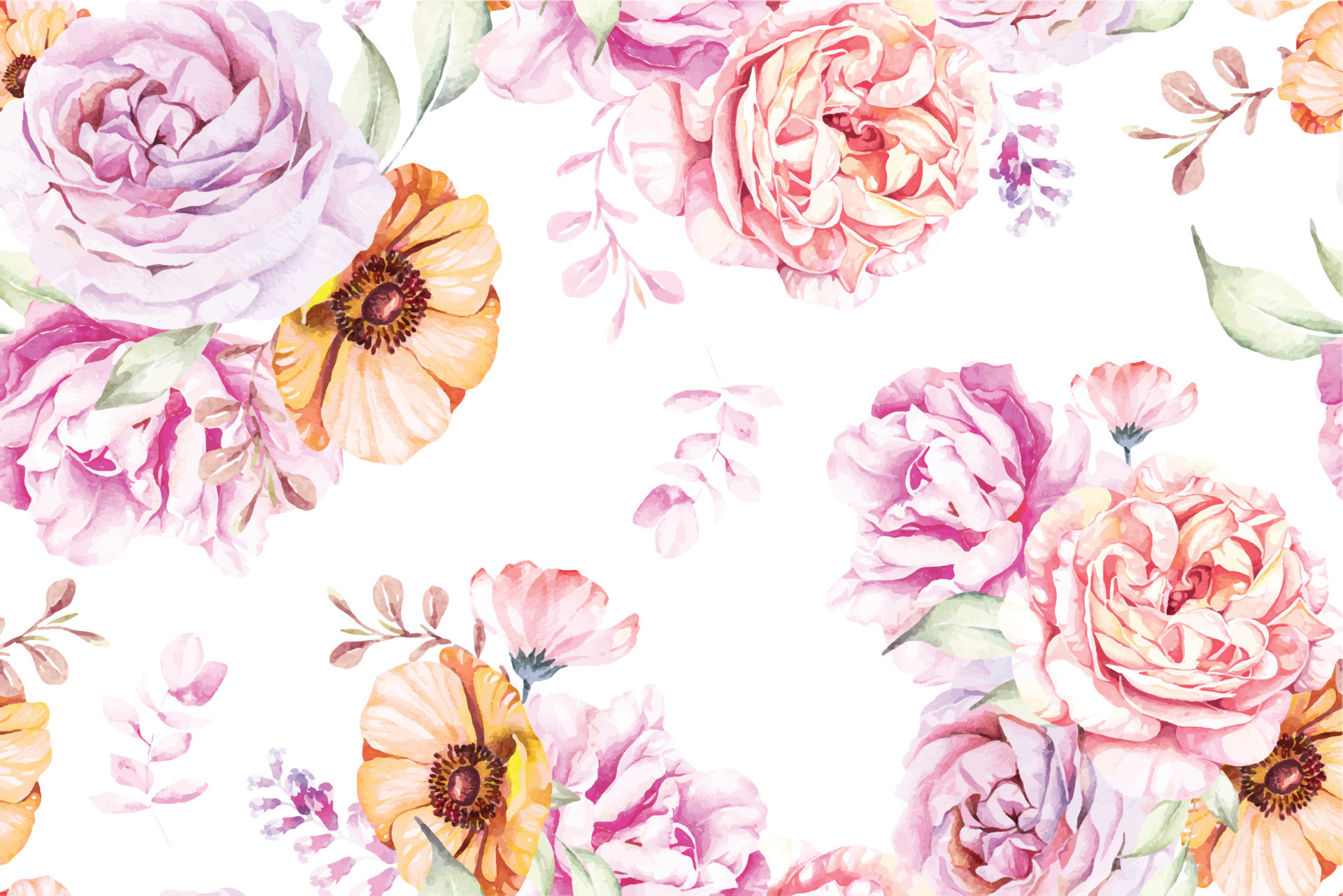 Rose seamless pattern with watercolor for fabric and  drawn  floral  flower painting for  background.  7794993 Vector Art at Vecteezy