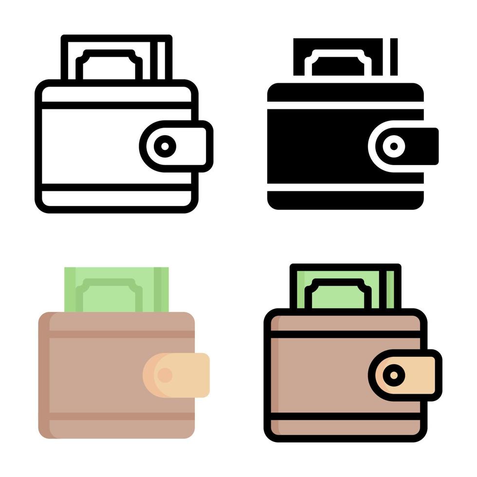 colección de estilo de icono de billetera vector