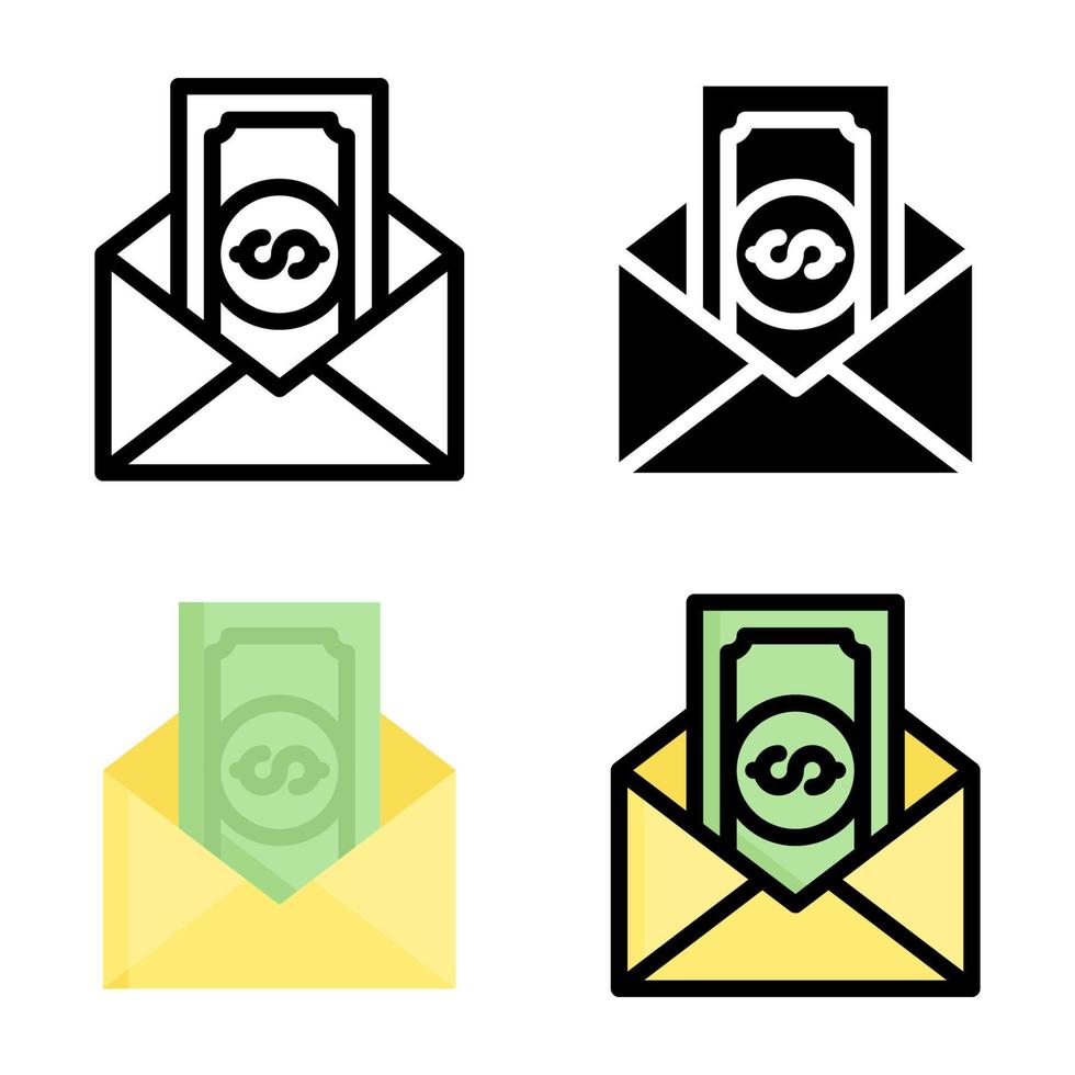 Envelope Dollar Icon Style Collection vector