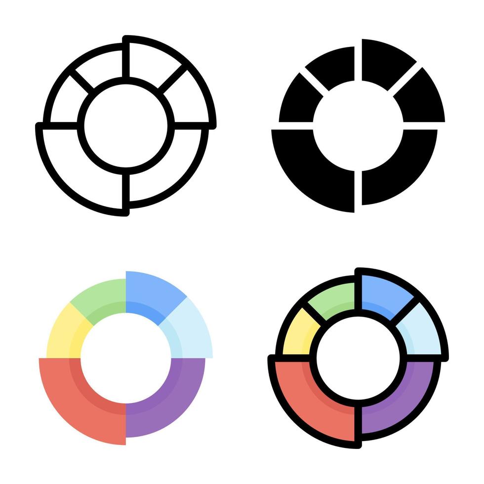 Pie Chart Icon Style Collection vector