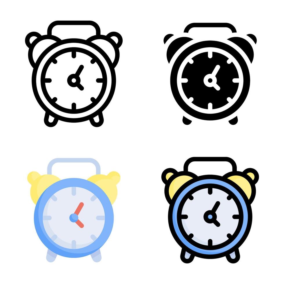 Alarm Clock Icon Style Collection vector