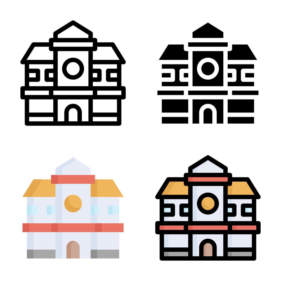 University Building Icon Style Collection vector