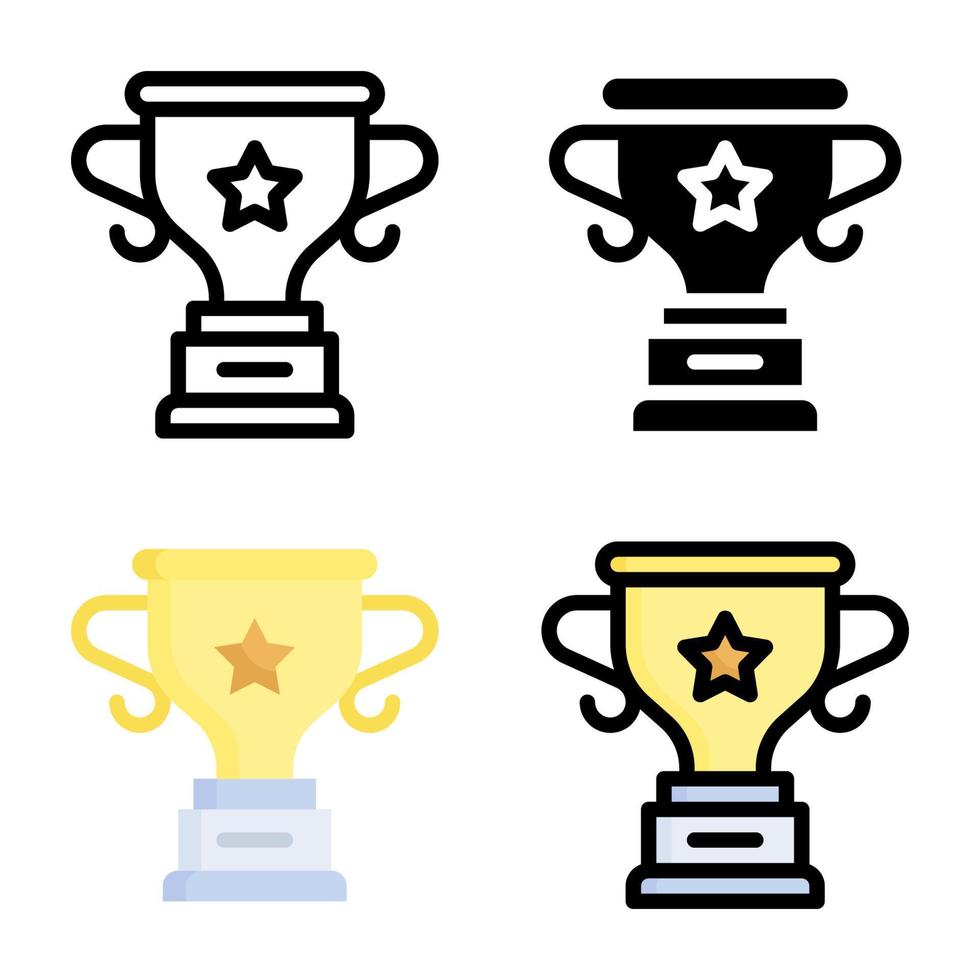 colección de estilo de icono de trofeo vector