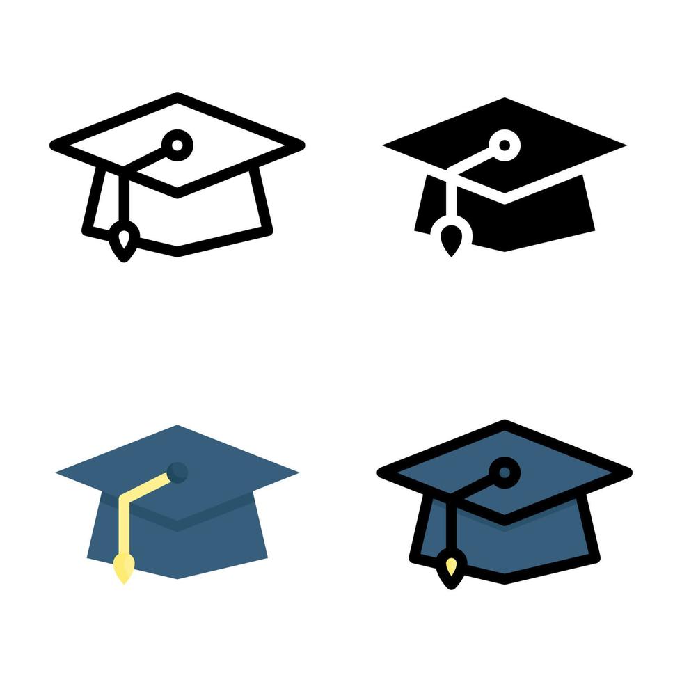 colección de estilo de icono de gorro de graduación vector