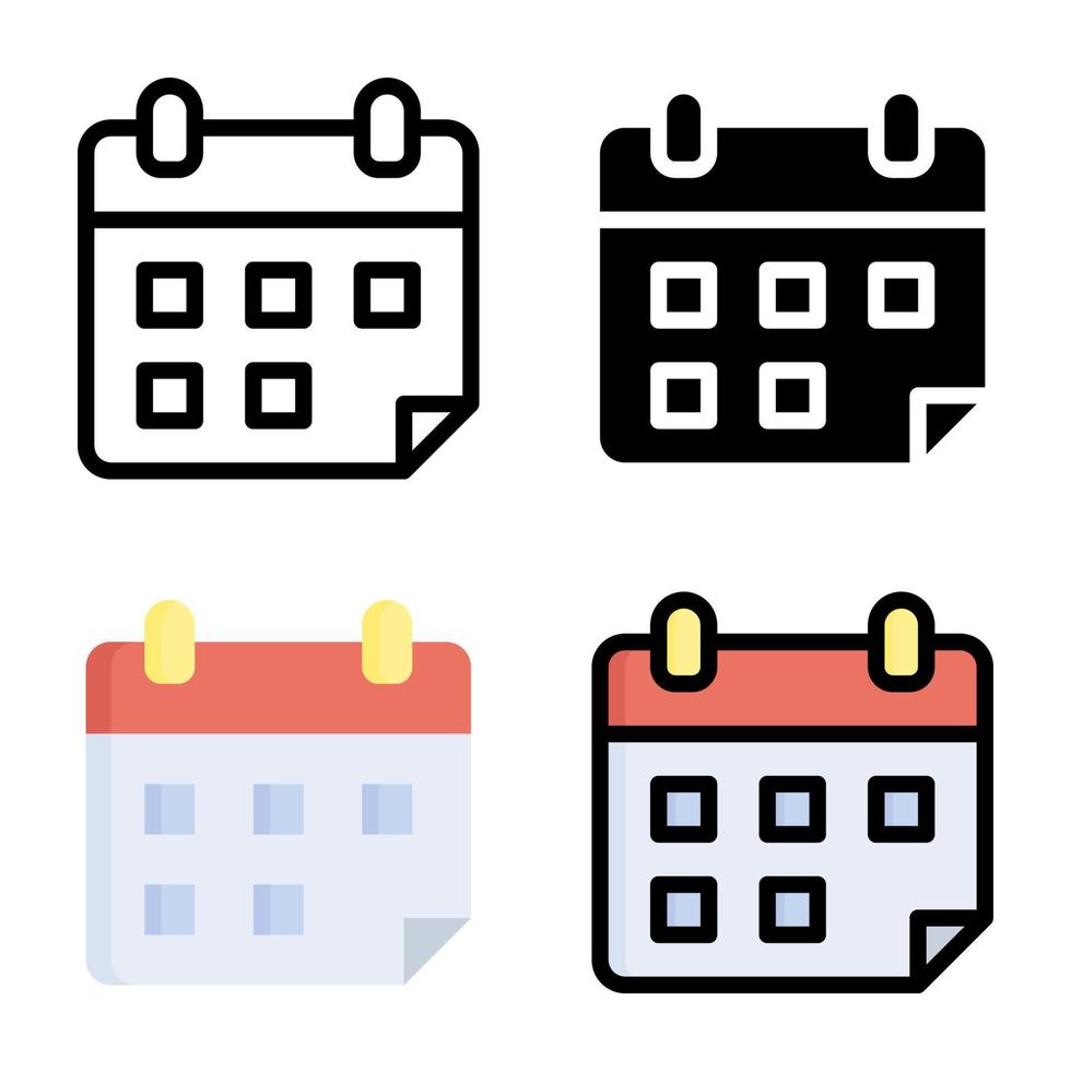 colección de estilo de icono de calendario vector
