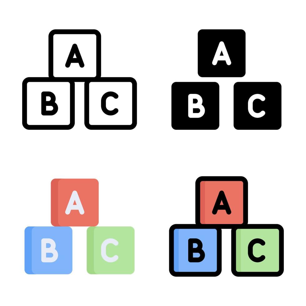 colección de estilo de icono de bloque abc vector