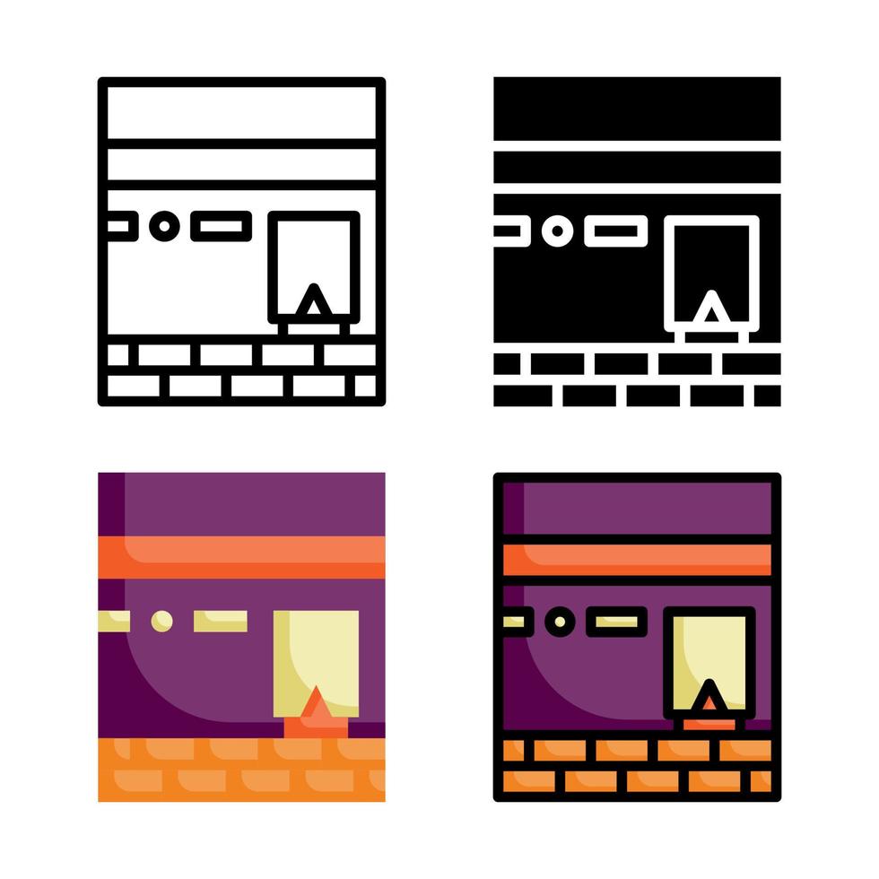 Kaaba Icon Style Collection vector