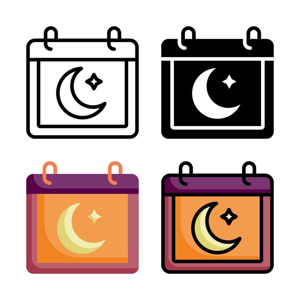 Calendar Ramadan Icon Style Collection vector