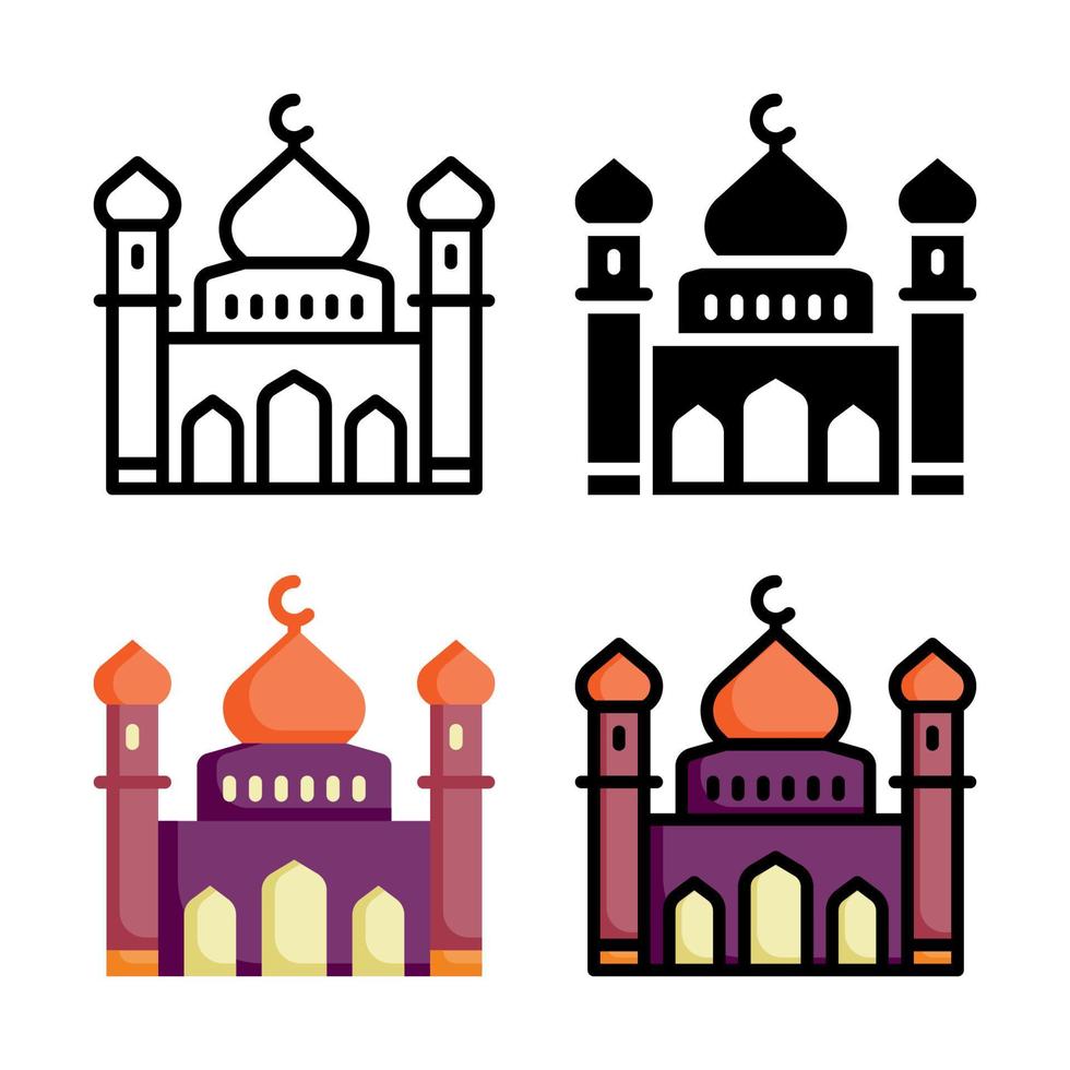 Mosque Icon Style Collection vector