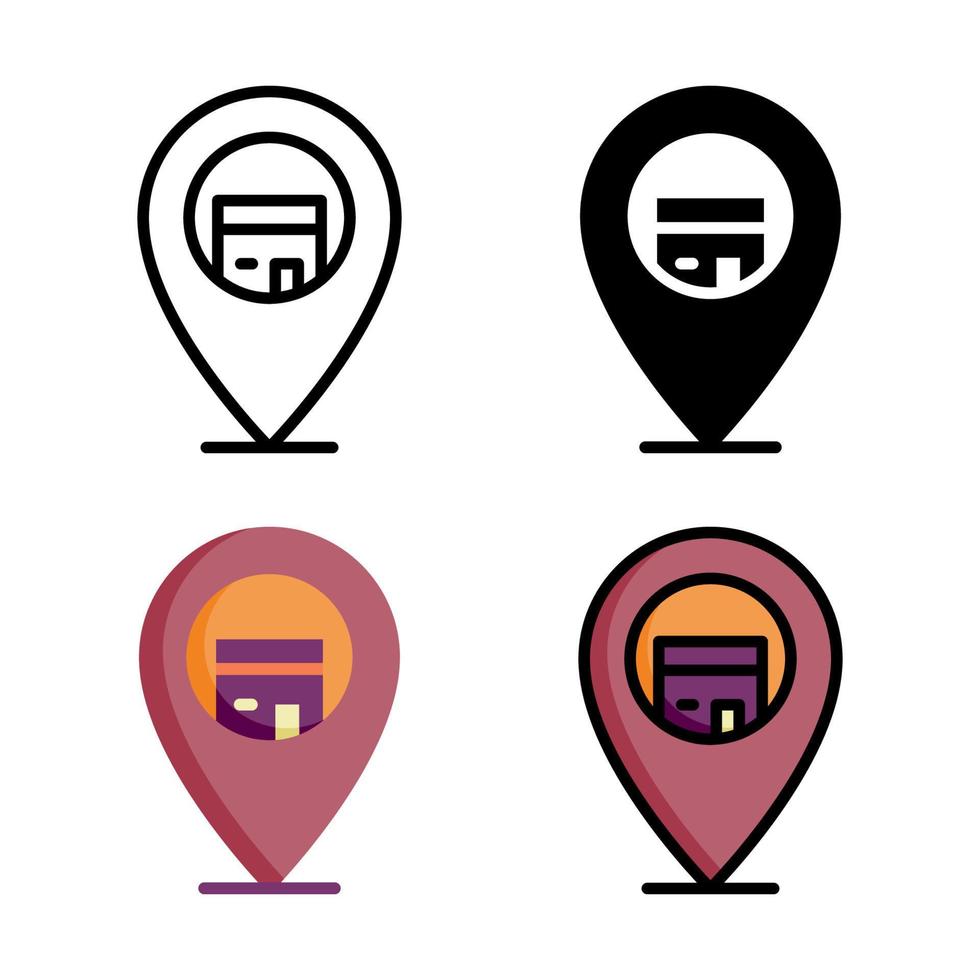 Qibla Icon Style Collection vector