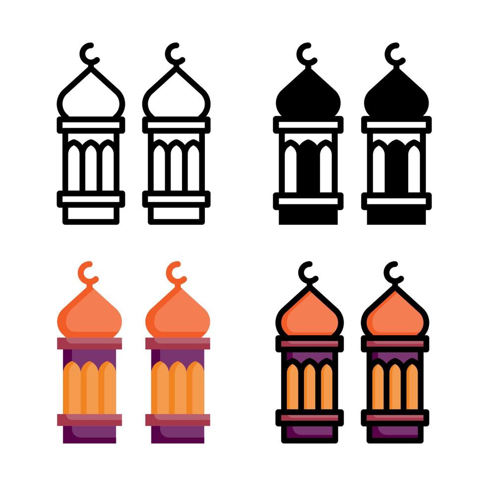 colección de estilo de icono de minarete vector