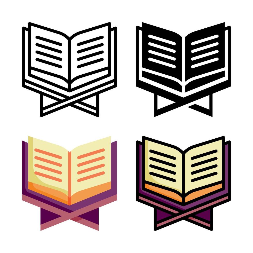 Reading Quran Icon Style Collection vector