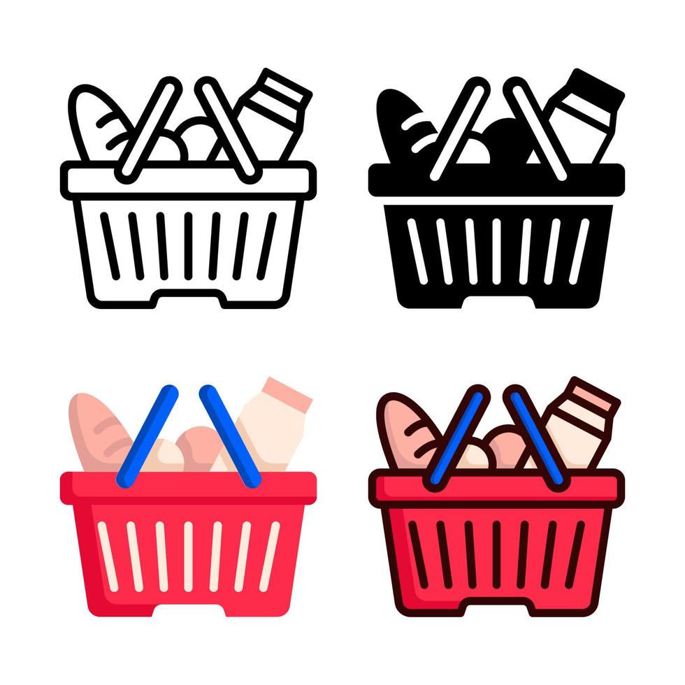 Shopping Basket Icon Style Collection vector