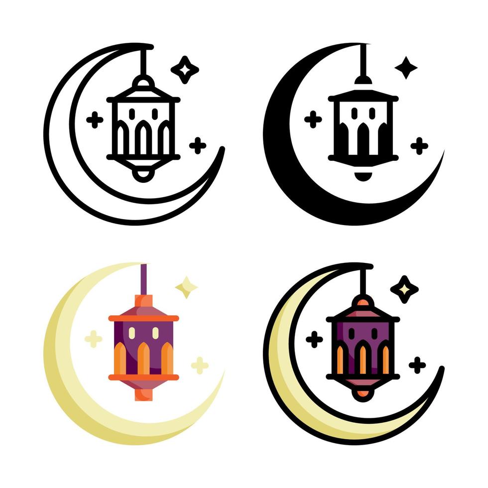 Moon Lantern Icon Style Collection vector